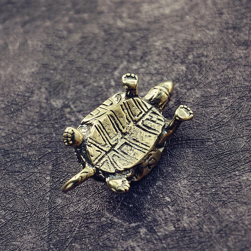 Estatua de adorno de tortuga de latón Retro, escultura de Animal de Metal, decoración para el hogar y la Oficina, adorno de té, artesanías para mascotas - imagen 4