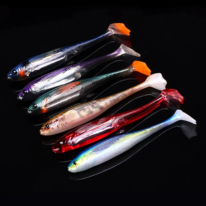 WEIHE 12,5 cm 10g 2 unids/pack 6 colores cola en T señuelo de pez suave señuelo de pesca suave cebo de pesca de PVC flotante realista swimbait - imagen 5