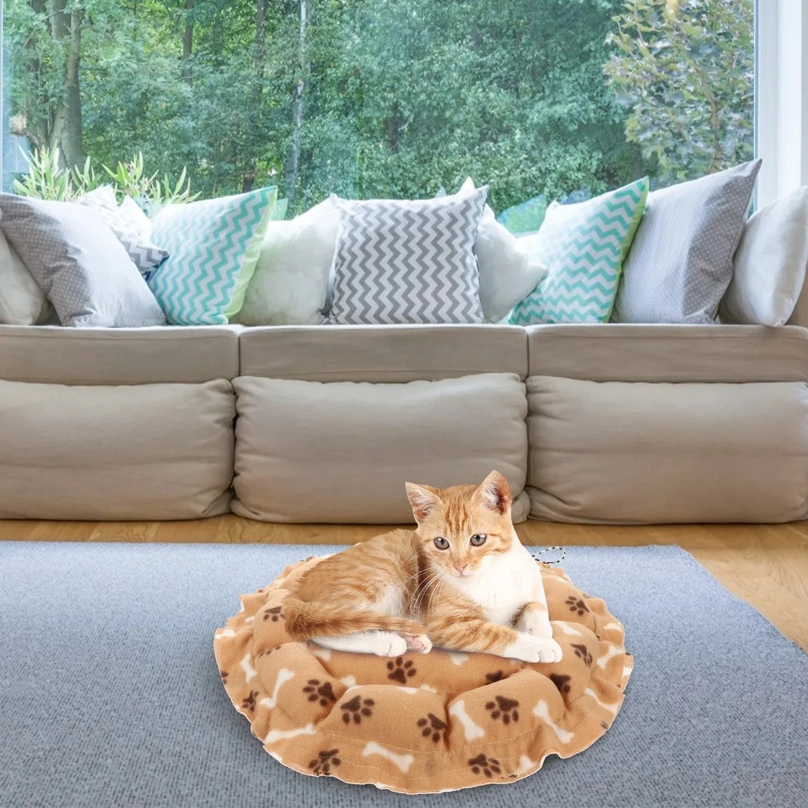 Cama para mascotas para perros y gatos, almohadilla cálida para otoño e invierno, cómoda estera de felpa para uso doméstico, nido acogedor para animales pequeños - imagen 4