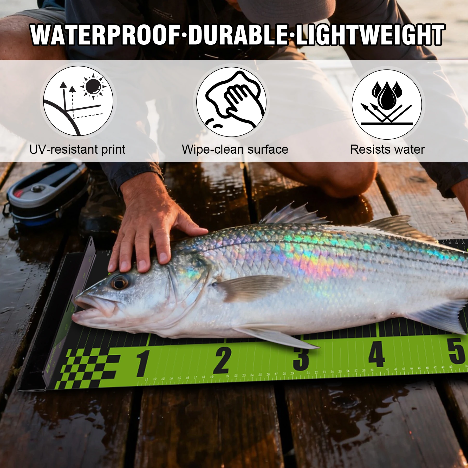 Booms Fishing RL4 regla para peces PVC plegable impermeable de cinta métrica longitud 150cm ancho 20cm herramientas esenciales de pesca al aire libre - imagen 5