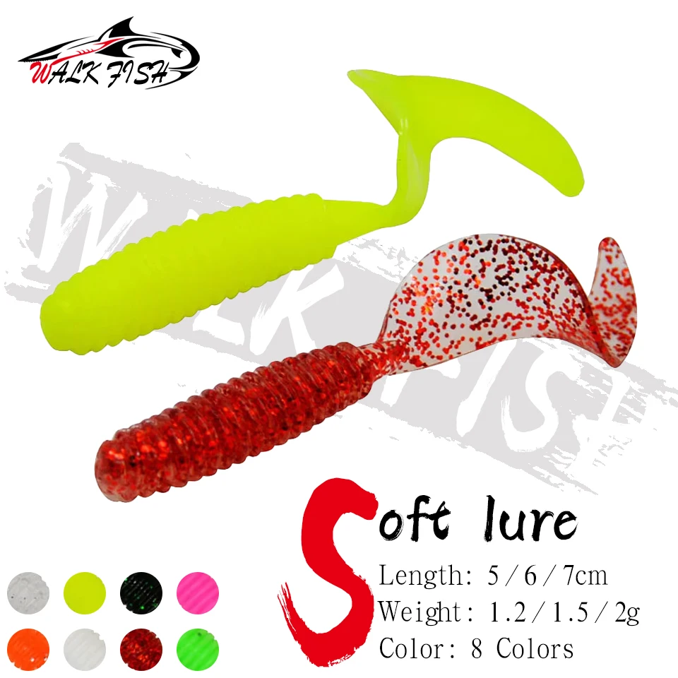 Walk Fish Vinilos cola larga con aroma a sal para pesca agua dulce