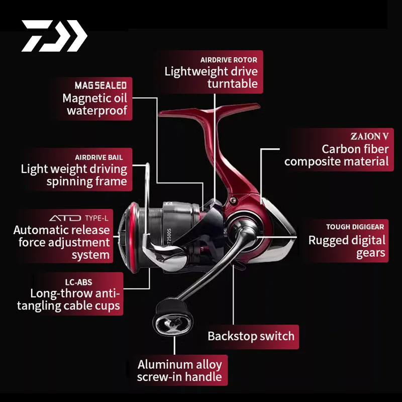 2025 nuevo carrete de pesca giratorio DAIWA FUEGO CS LT carrete de Baitcasting 6 + 1BB arrastre máximo 12KG rueda giratoria - imagen 5
