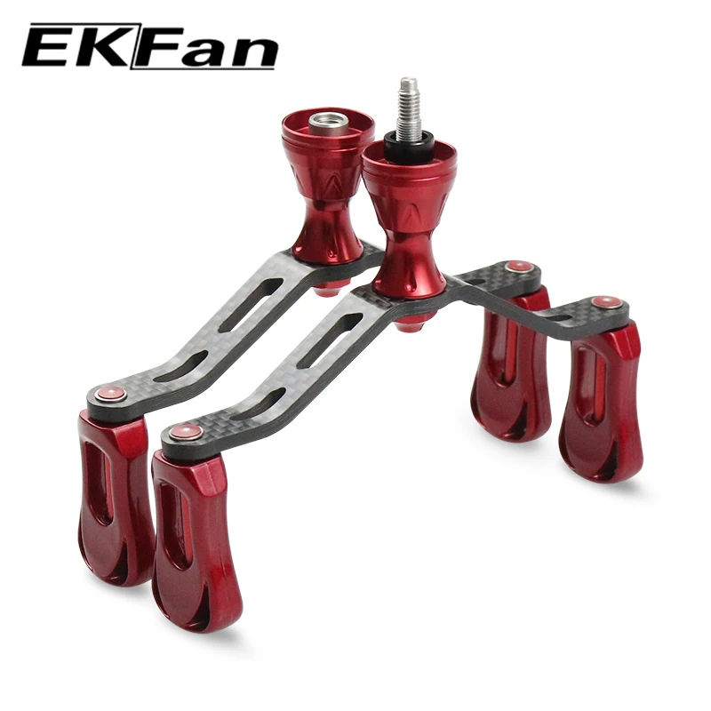 EKFan-manijas dobles de carbono para pesca, carrete giratorio de 35G para Dawa Shmano, bricolaje, 115MM - imagen 5