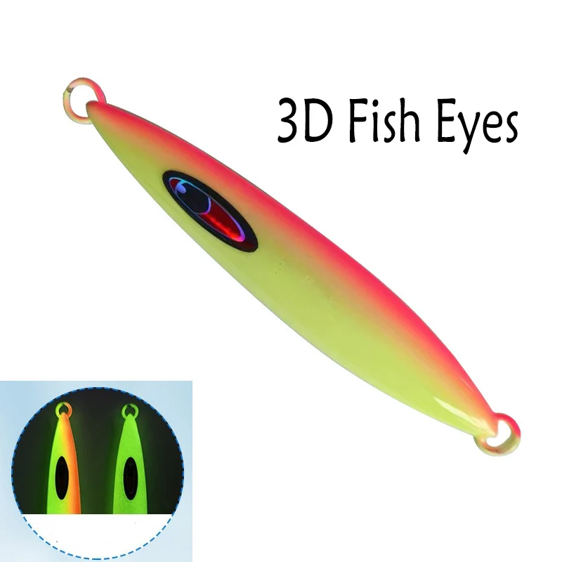 Señuelo de pesca luminoso, plantilla de Metal, 60g, 80g, 100g, 120g, 150g, 200g, 250g, cuchara de Jigging lento, cebo Artificial duro sin gancho - imagen 3