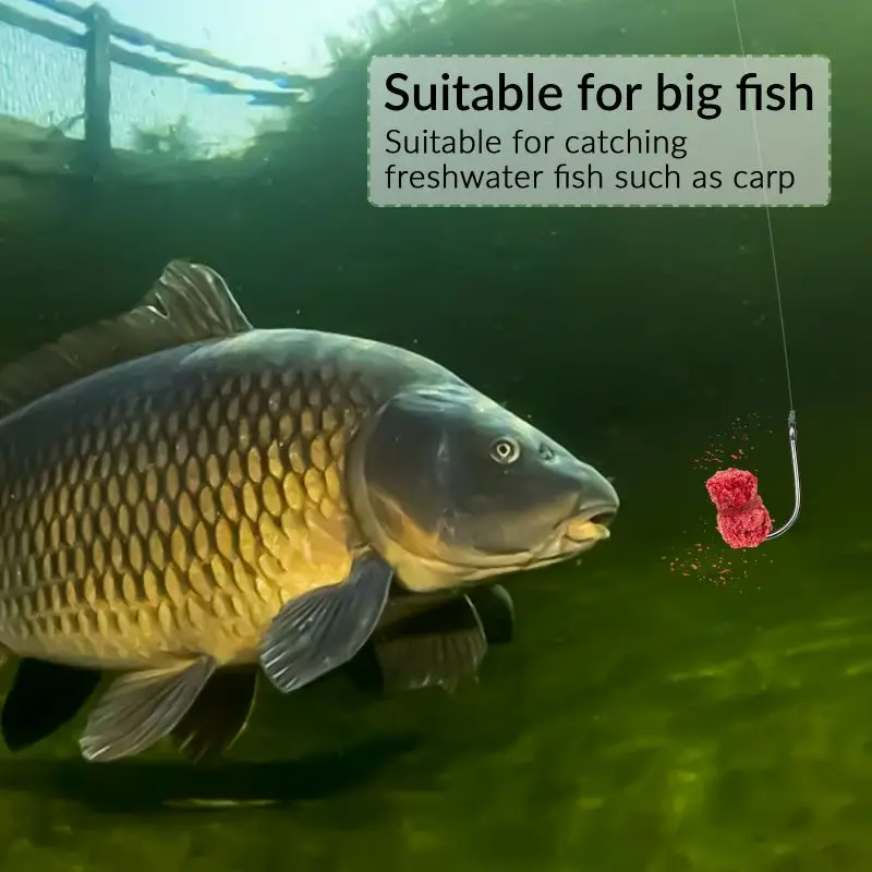 Juego de anzuelos circulares de pesca, 100 Uds., para señuelo suave, anzuelo de púas de acero rico en carbono # 12- # Anzuelo individual de 3 ojos grandes para pesca de carpa - imagen 2