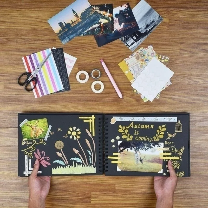 Álbumes de fotos de papel para álbum de recortes, álbum artesanal, álbum de recortes, regalos de aniversario de boda, libros de memoria, 1 ud. - imagen 2