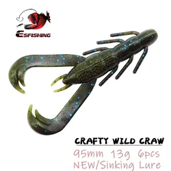 ESFISHING-señuelo profesional artesanal, gatillo salvaje, 95mm, 6 uds., 13g, gran oferta para pesca, cebo de lubina de plástico blando Artificial