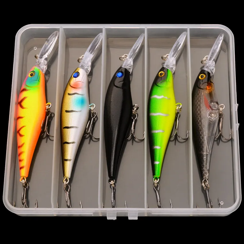 5 unids/caja señuelo de Pesca 13,7g/10g Minnow Crankbait Wobblers ojos 3D perca cebo Artificial Lucio carpa cebo de natación Pesca - imagen 4