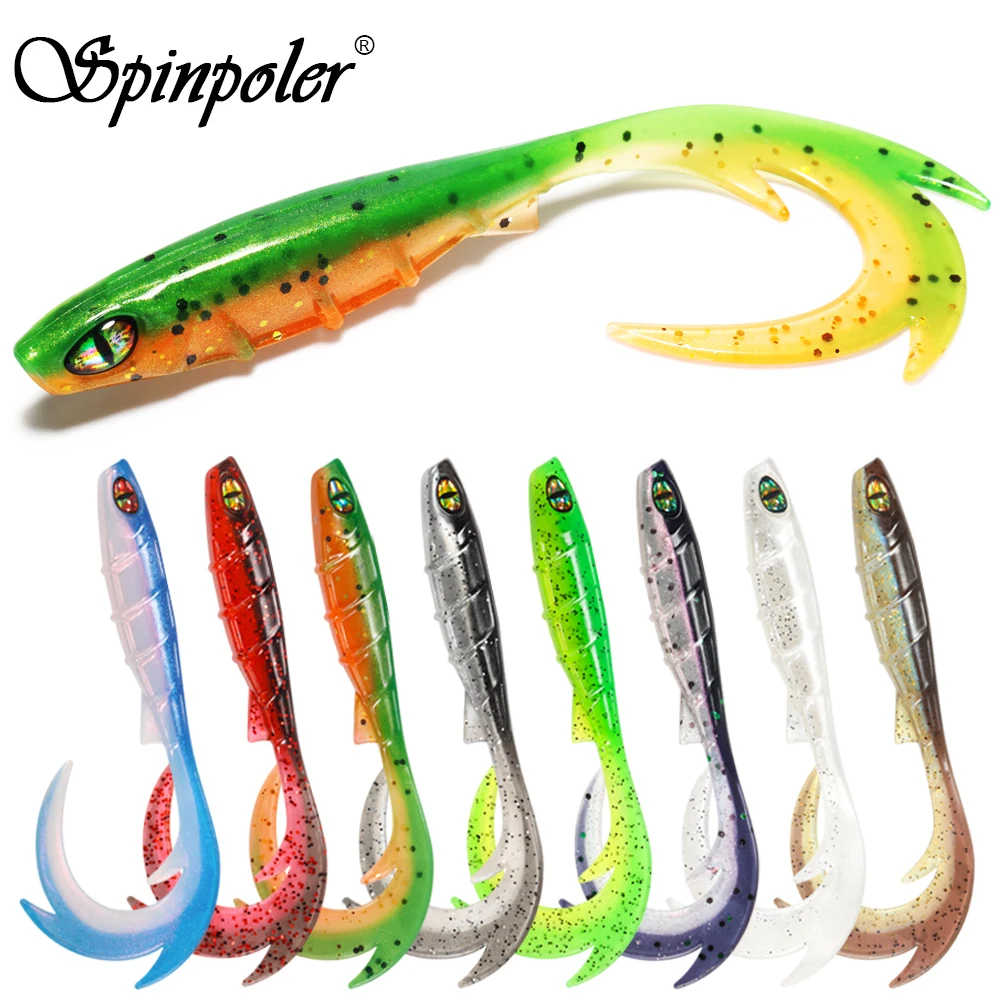 Spinpoler-señuelo de pesca con cola ondulada de 9,5 cm de largo, cebo suave con ojo 3D, Swimbait de silicona, pez falso, lubina, trucha, Zander, plantilla de mar - imagen 2