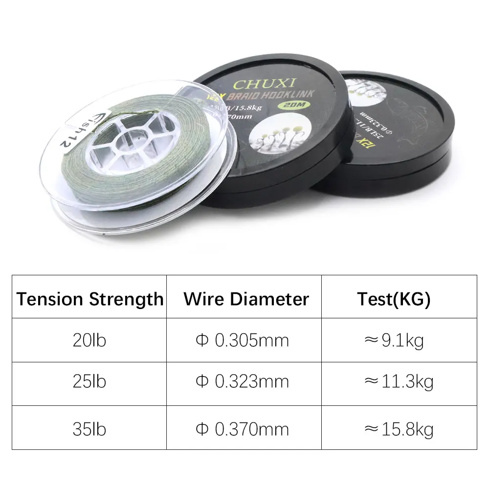 Línea de pesca de carpa de 20m, método de cable trenzado suave, alimentador, aparejo de pelo de pesca Boilie, accesorio, aparejos de 20/25/35LB, línea de 12 hebras - imagen 2