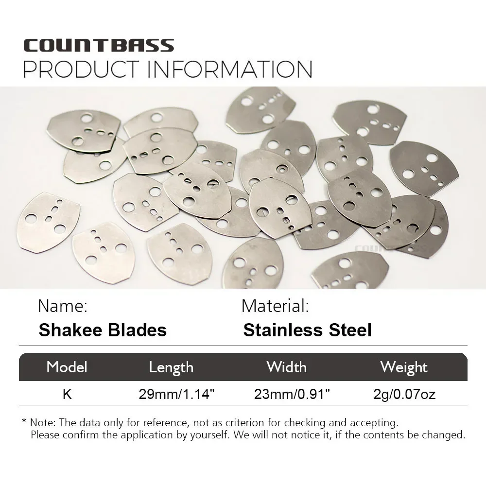 Countbass 50 Uds COUNTBASS cuchillas de acero inoxidable Turbo para nadar Jig Blade Chatter cebos Señuelos de pesca - imagen 2