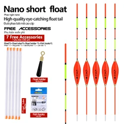Nano flotadores y bobber vertical para lago y río – tubos y gancho