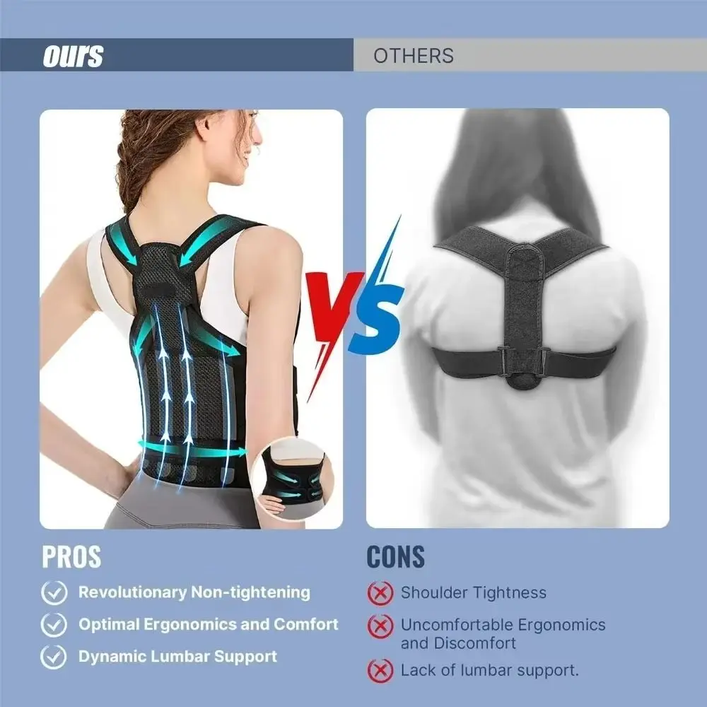 Nuevo Corrector de postura totalmente ajustable, cómodo soporte para espalda negra, Corrector de postura, soporte Lumbar eficaz para espalda, hombres y mujeres - imagen 5