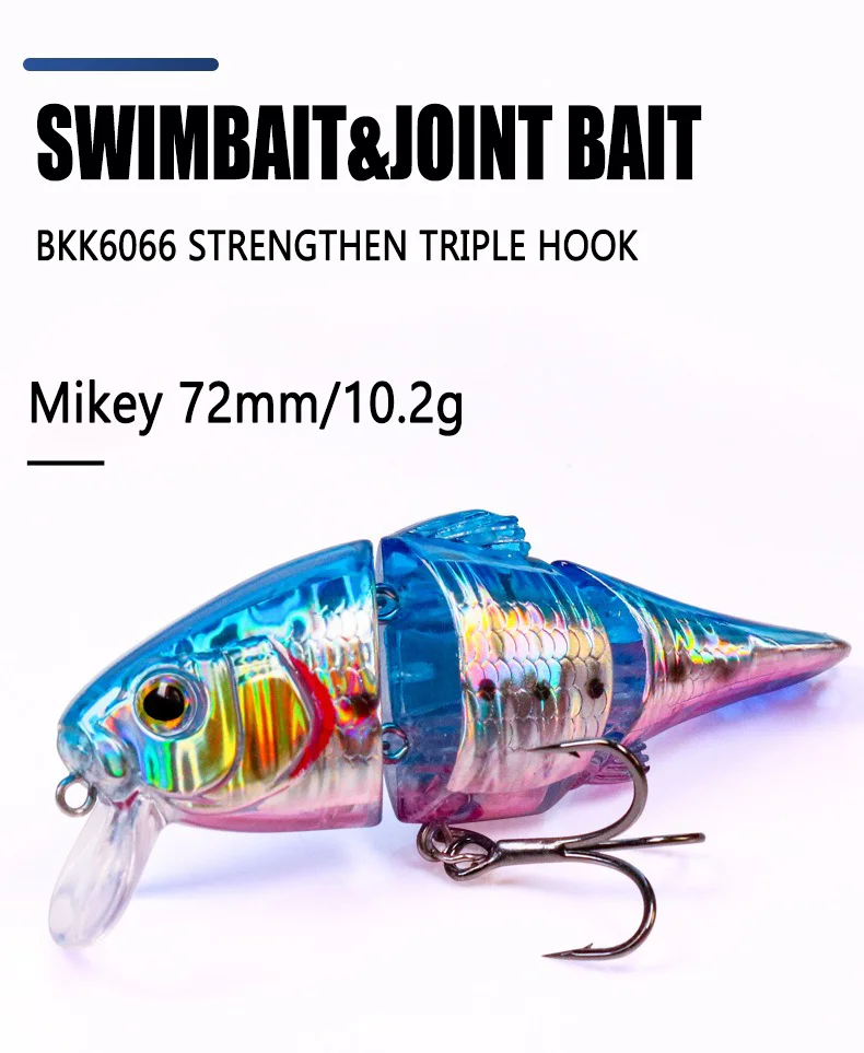 Swimbait articulado Jackail Mikey 72mm perfil lateral