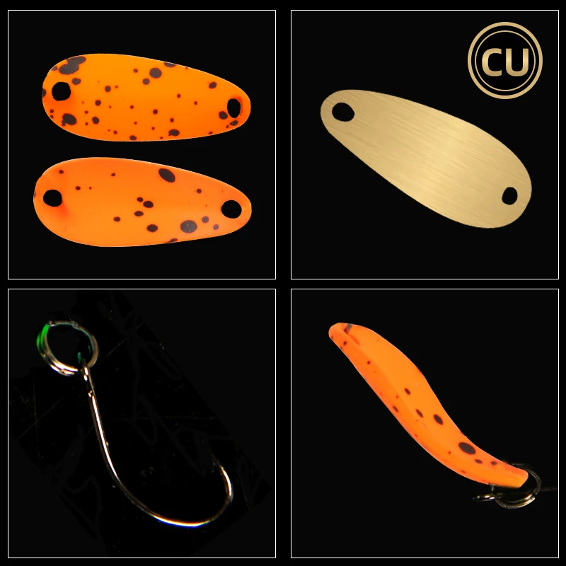 LETOYO 1.4g Mini Lepel Vissen Lokken UV Lichtgevende Koperen Lepel Lokken Dubbelzijdig Spray Schilderen S-vormige Forel lokken Gebied Forel - imagen 4