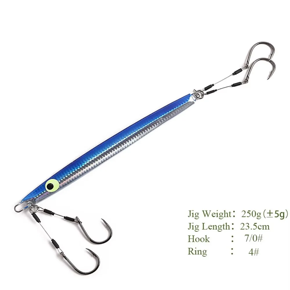 NGB 250G señuelo de pesca con plantilla de Metal ojos 3D 23,5 cm cebo Artificial duro Jigging accesorios de pesca de mar - imagen 5