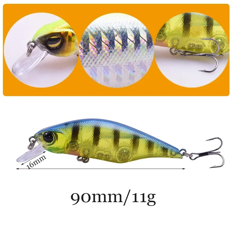 1 Uds Minnow 90mm 11g pez Minnow señuelo inteligente wobbler agua dulce salada trucha señuelo Minnow Señuelos de Pesca - imagen 4
