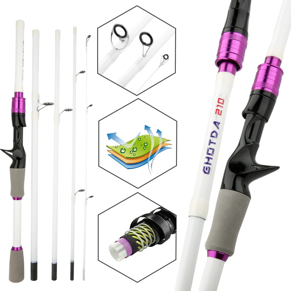 Caña de señuelo Baitcasting de diseño ligero profesional, Material de fibra de carbono de 1,8/2,1 m, alto rendimiento para agua dulce y costera - imagen 2