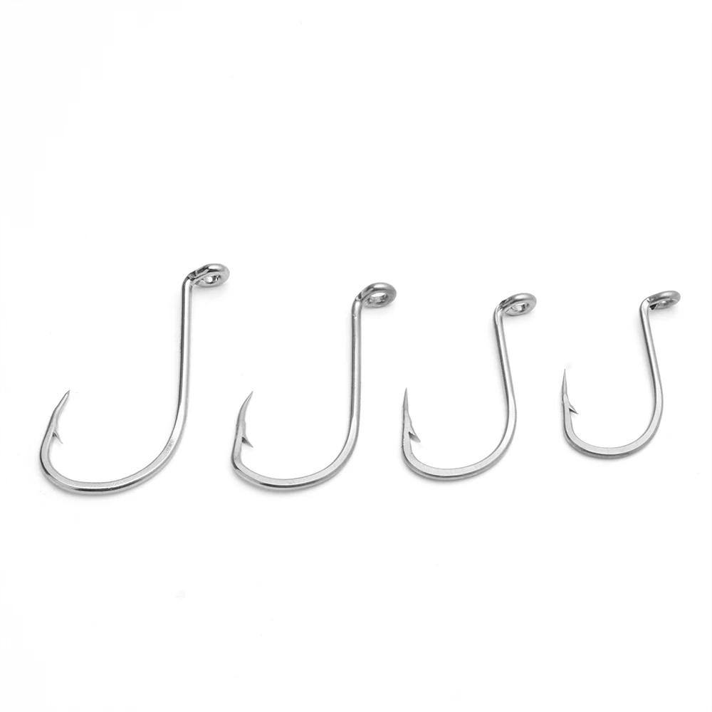 Anzuelos de pesca con cola de pelo grande, anzuelos afilados de mango largo especialmente diseñados, anzuelos de Pesca de Mar, acero de alto carbono, novedad de 100 piezas - imagen 5