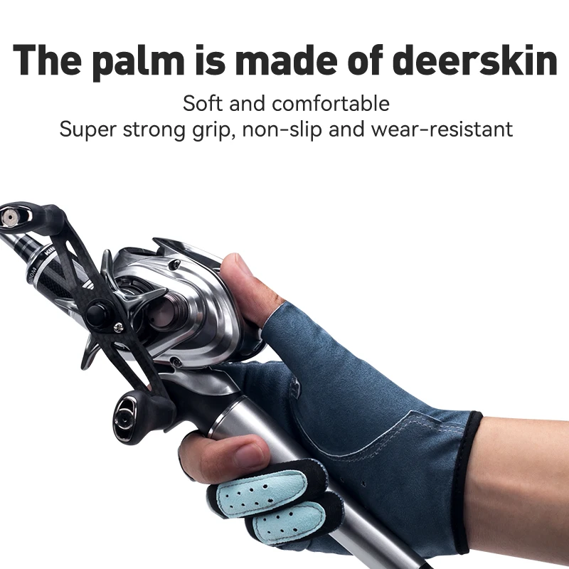 Kingdom guantes antideslizantes de tres dedos de alta calidad duraderos transpirables cómodos guantes de pesca guantes de protección solar al aire libre 1 par - imagen 4