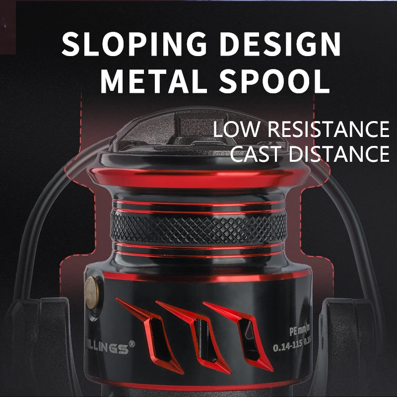 Carrete giratorio BILLINGS, arrastre máximo de 6KG para carrete de pesca de agua dulce y salada, relación de engranaje 5,1: 1, carrete de pesca de rodamiento suave - imagen 3
