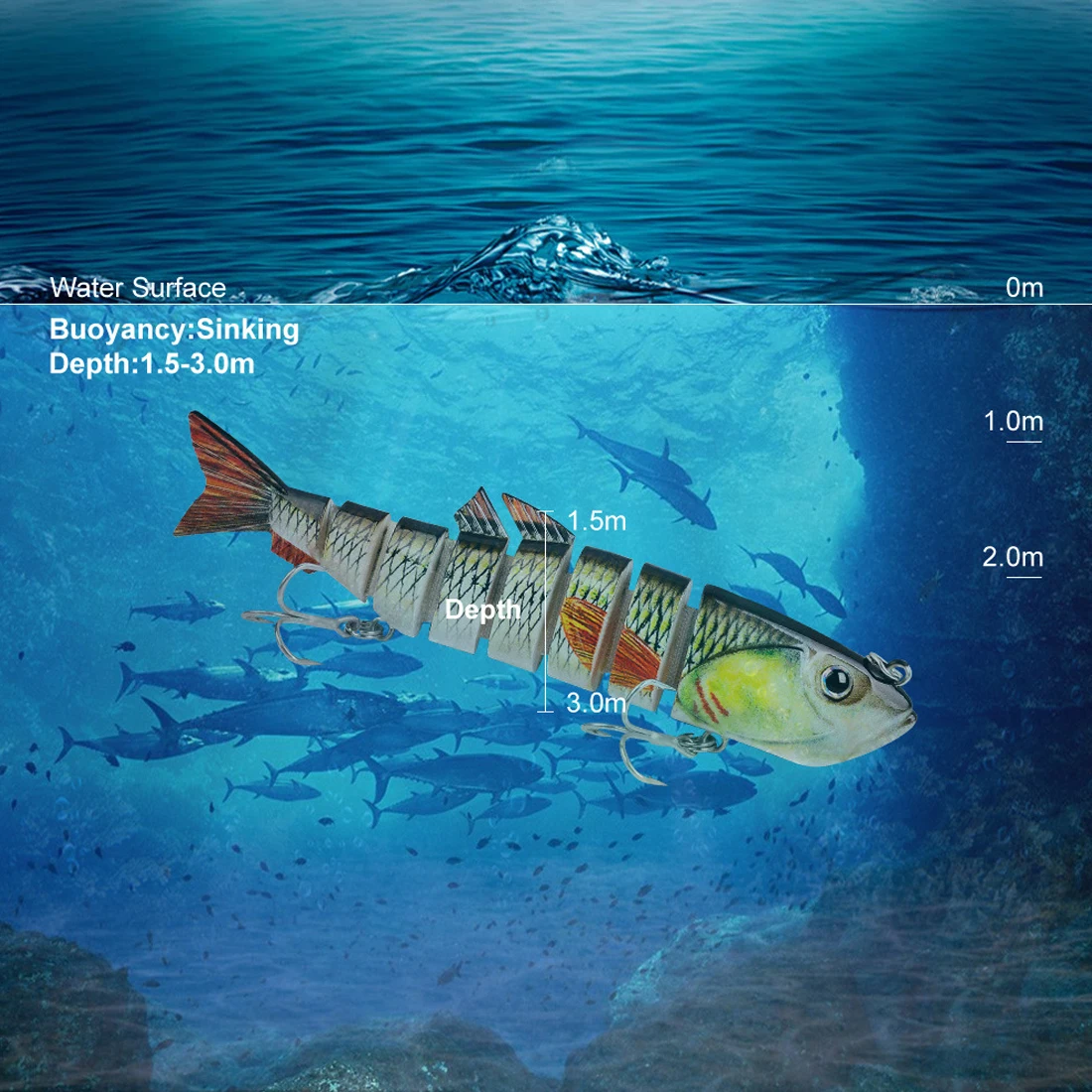 FishTrip señuelo de pesca multiarticulado, 13cm/22g, para agua dulce y salada, realista, lubina, trucha, Crappie, Walleye, Lucio - imagen 3