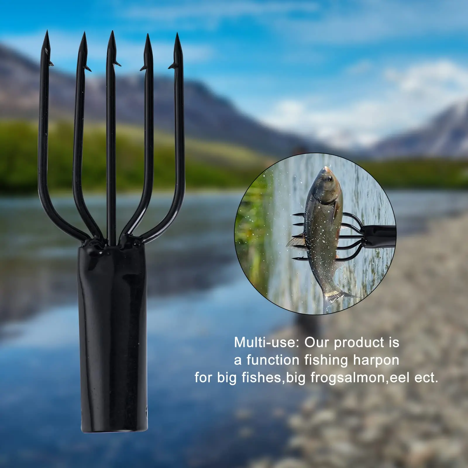 JOOYOO-arpón de pesca de púas de acero inoxidable, lanza de pescado de 5 puntas, pescado grande en ríos y lagos, pesca en hielo - imagen 5