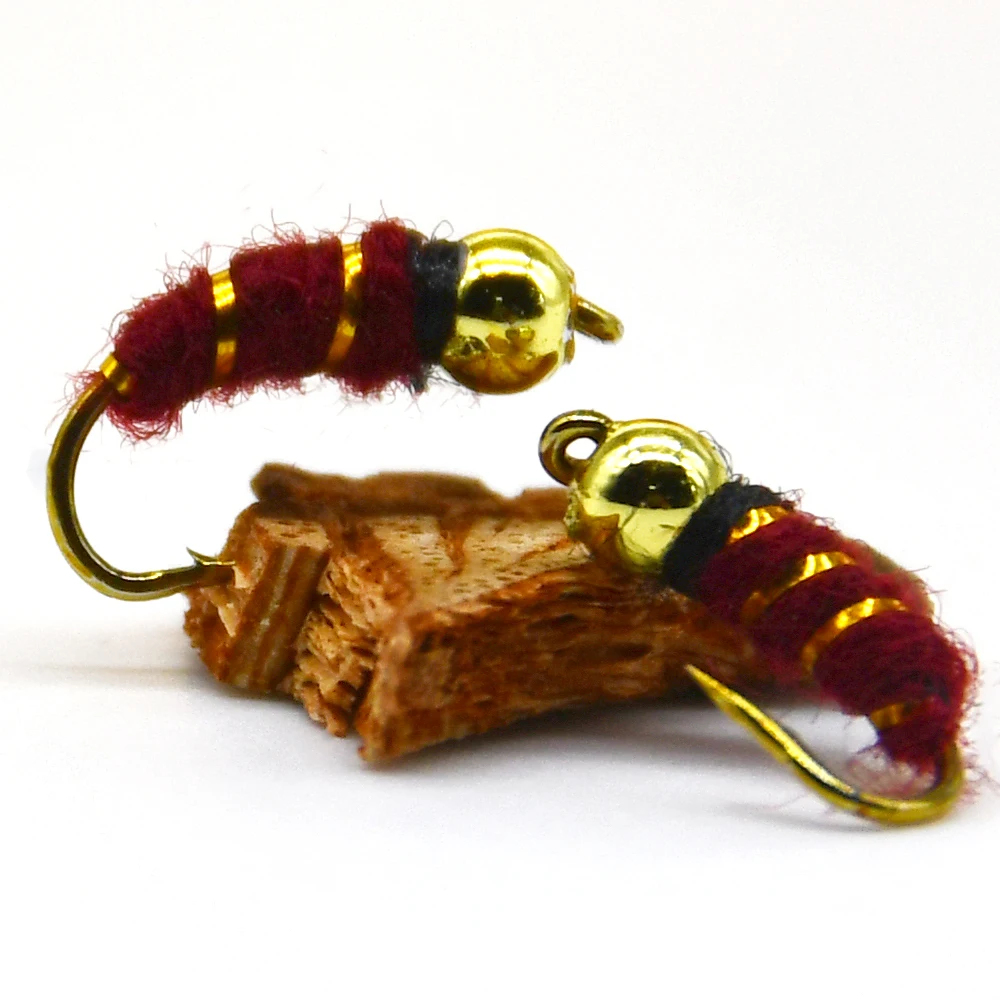 MNFT 10 Uds cabeza de cuentas doradas de latón ninfa mosca larva moscas ala perca cebos señuelos artificiales para trucha 14 # - imagen 3