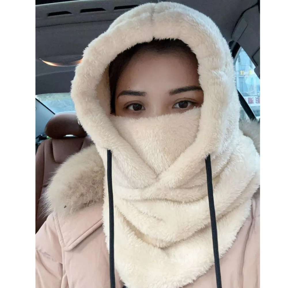 Nueva máscara de esquí con capucha de Sherpa de terciopelo ártico, herramienta cálida, gorro de cubierta ajustable, bufanda gruesa 3 en 1, cuello cálido con capucha para hombres y mujeres - imagen 4