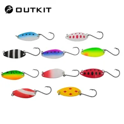 OUTKIT, 10 Uds., mezcla de colores, 4,1 cm, 6,5g, señuelo cuchara de Pesca, cebo de natación, Isca, señuelo Artificial para trucha, aparejos de Pesca, cucharas Truite