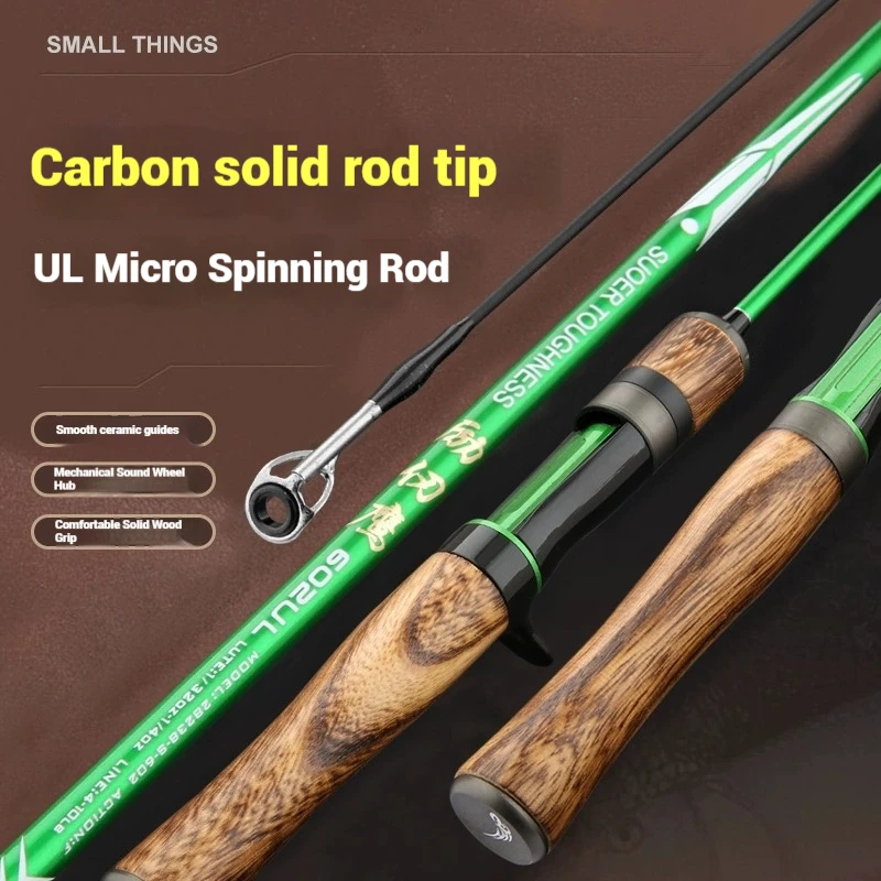 Caña giratoria ultraligera de fibra de carbono, 1,68/1,8 M, para pesca con microseñuelo, punta sensible - imagen 2