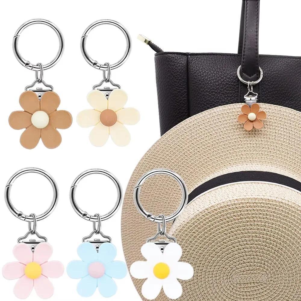 Bolsa colgante portátil con Clip para sombrero, soporte ligero con forma de flor, Clip para sombrero colgante a mano libre, viaje