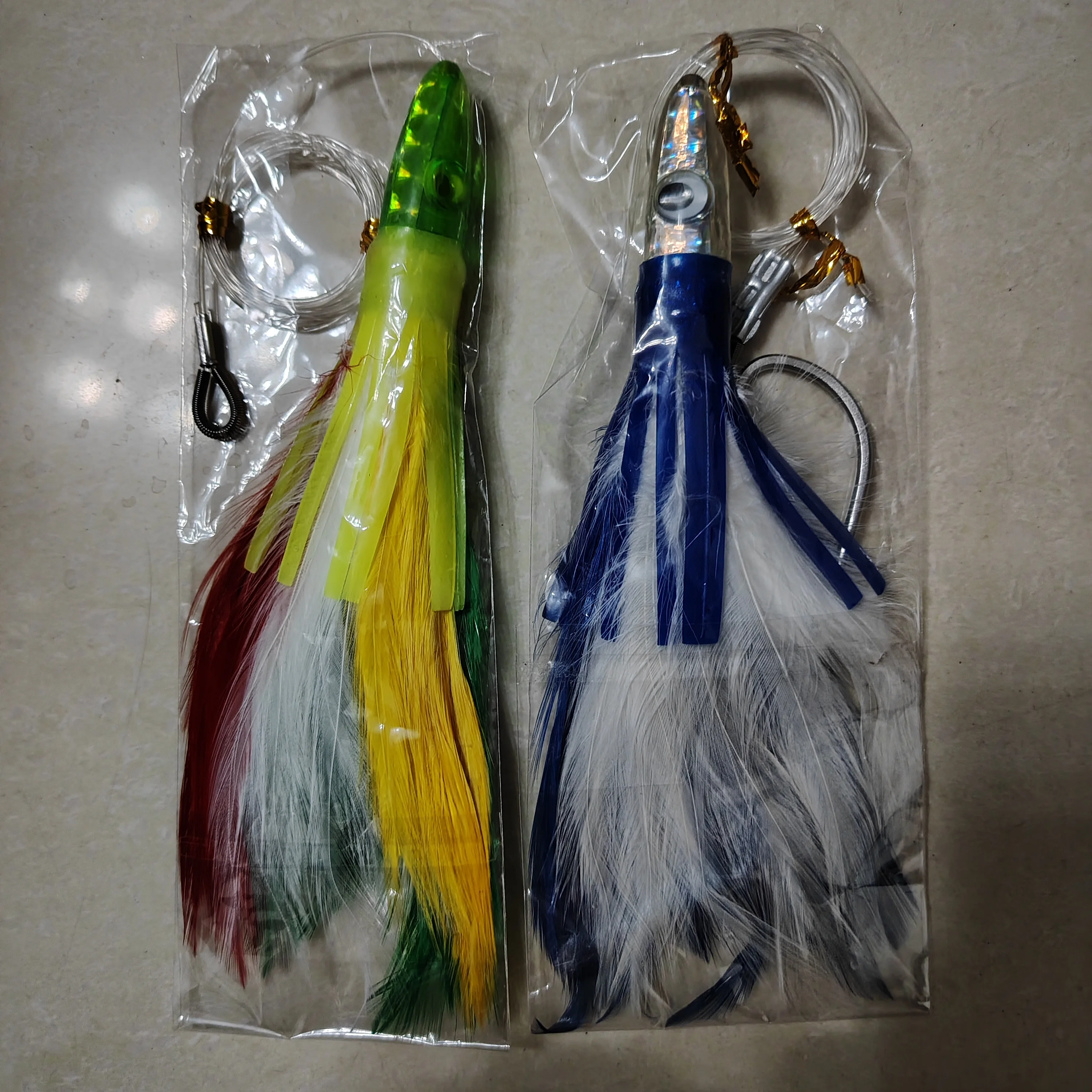 Señuelo de arrastre con falda suave de pulpo con cabeza de resina, 6,5 ", 46g, señuelos de atún para calamar, pesca de pez vela de Marlin, pez de juego grande - imagen 2