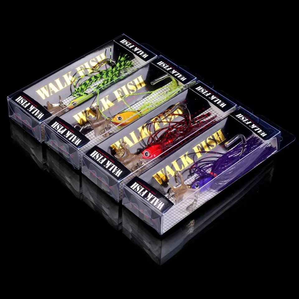 WALK FISH 19,1g Metal duro pesca Jig cabeza señuelos Spinner cebos hombre barbudo rotación compuesto lentejuelas alambre de silicona cebo falso - imagen 5