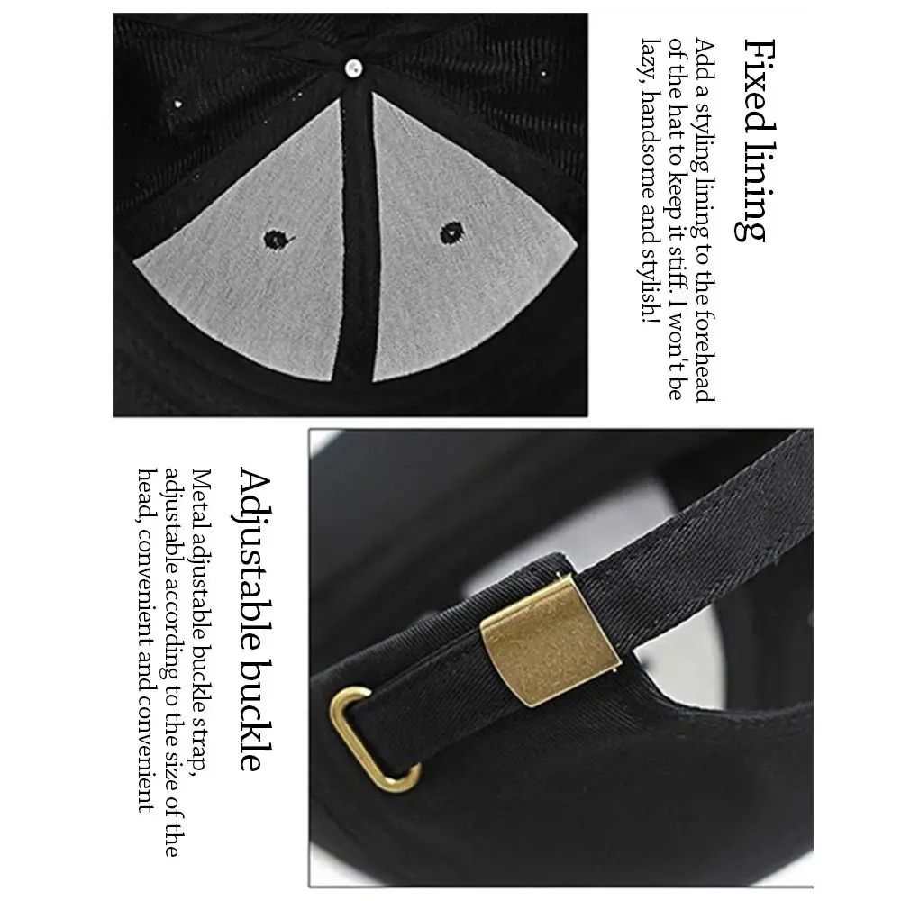 Sombreros de algodón con protección solar de Hip Hop, gorras Snapback informales con letras lavables, gorras de béisbol ajustables de gran tamaño con protección solar - imagen 2