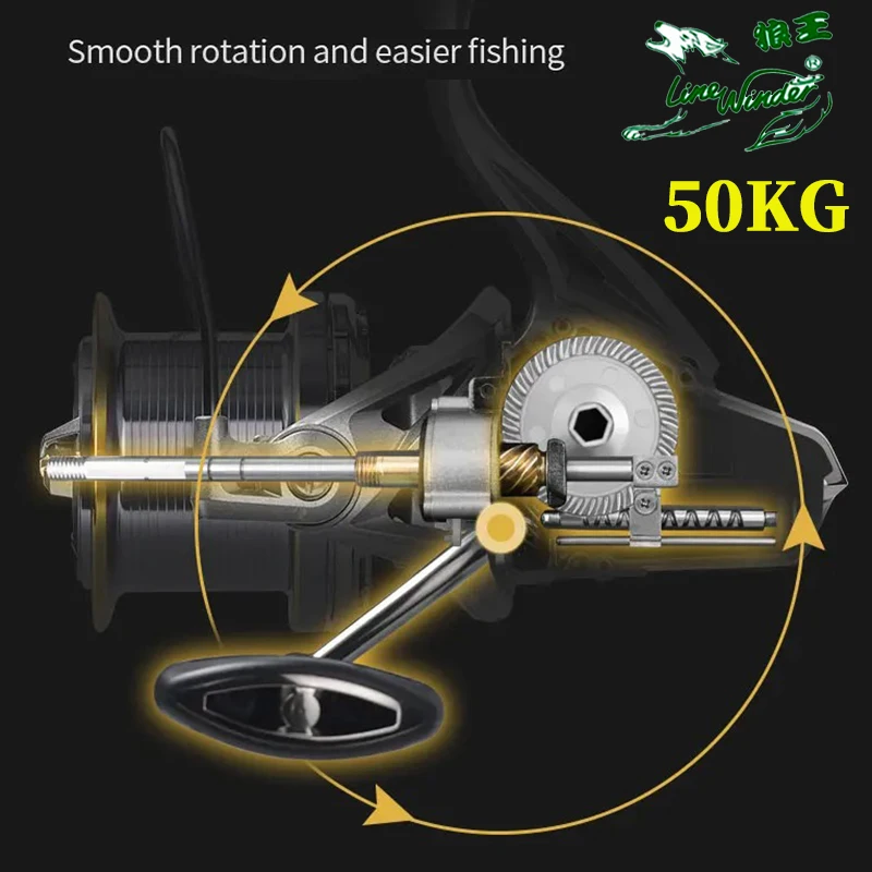 Carrete de pesca giratorio grande de 50KG 14000-8000 9000 10000 12000 carrete giratorio pflueger para pesca en aguas profundas - imagen 5