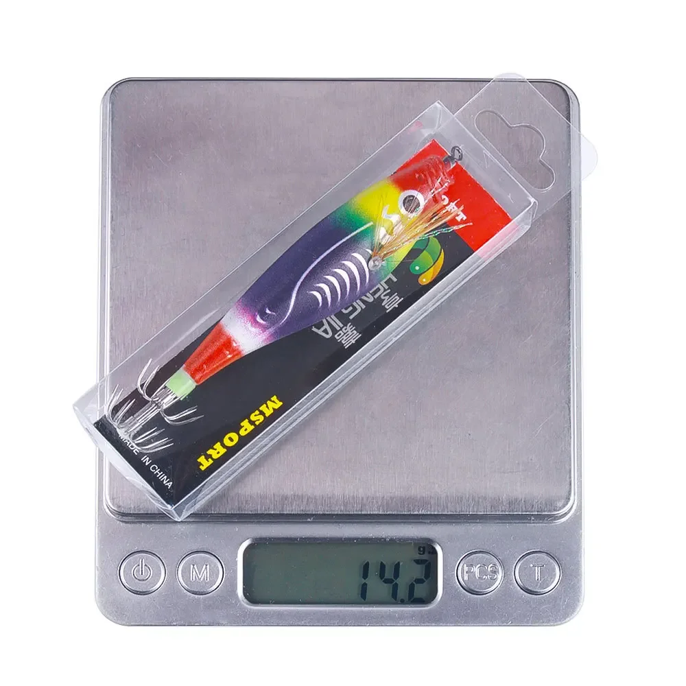 Señuelo de pesca de 9,5 cm, anzuelo de calamar Artificial, plantillas de calamar noctilucentes, señuelos de sepia, camarones de madera para accesorios de pesca en el mar - imagen 5