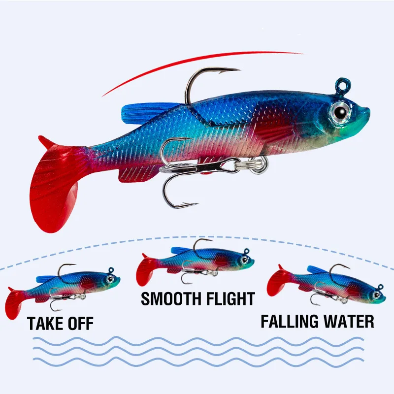 Señuelo de pesca con plantilla, 13g, 8,5 cm, Swimbait Artificial que se hunde, cola en T rizada, cabeza de plantilla, cebo suave, productos de goma para pesca de Lucio, 1 Uds. - imagen 2