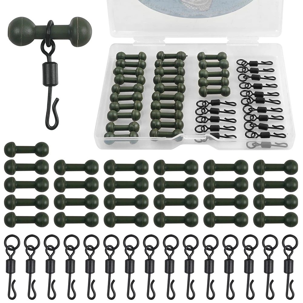 Kit de aparejos de pesca de carpa, 40 Uds., giratorios de cambio rápido, accesorios de cuentas para pesca de carpa Heli