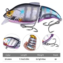 Señuelo VIB, señuelo de pescado multisección, simulación de capa de agua completa, doble sección, 7,5 cm, 12g