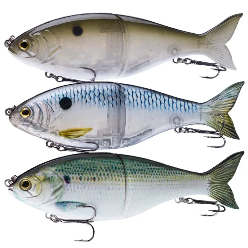 Cebo deslizante de 17,8 cm y 82g, cebo de natación articulado de 2 piezas, cebo duro de agua salada que se hunde para lubina gigante, Lucio, pez monstruo grande almizclado