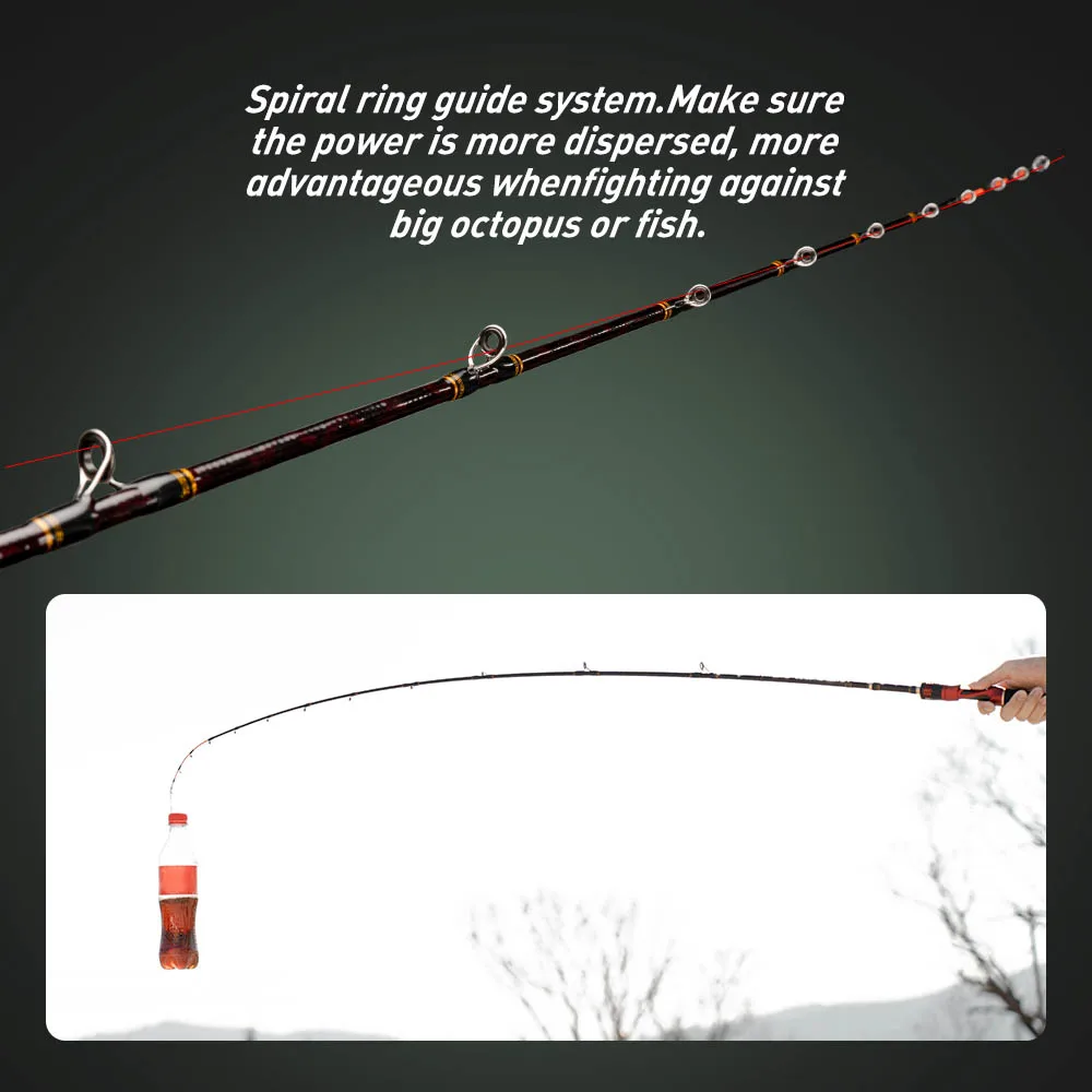Pulpo de punta de titanio, sistema de guía de anillo en espiral rápido, superligero, pesca de calamar, lubina, Lucio, varilla de fundición de carbono, 170cm - imagen 4