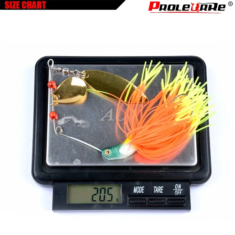 Cebo giratorio de 20g, cebo de Metal negro de boca grande para lubina, lentejuelas, Barba, Lucio, aparejos de pesca, plantilla de goma, señuelo de pesca suave, 1 ud. - imagen 3