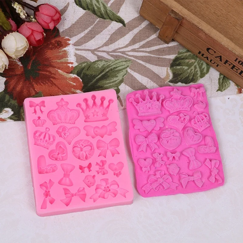 Molde de silicona para pastel de Fondant 3D con forma de lazo de corona para moldes de arcilla polimérica, herramientas para hacer dulces, pastelería de Chocolate y cocina - imagen 3