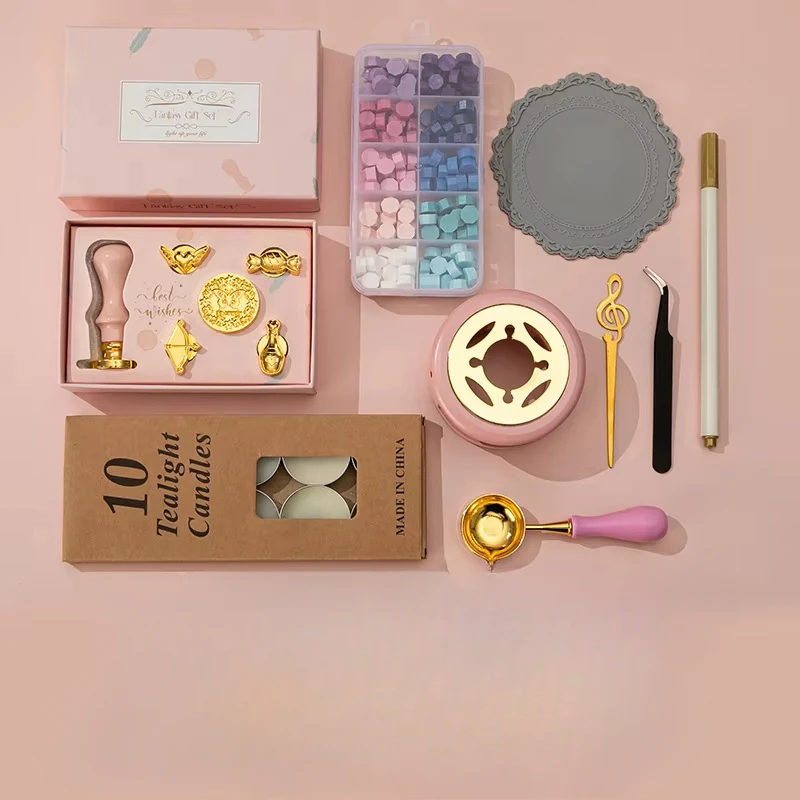 Set sellos de lacre macaron con cera y manual – San Valentín - imagen 3