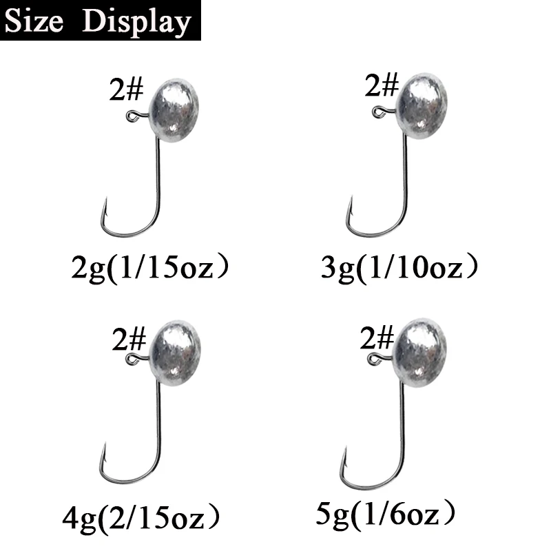 Micro anzuelo de pesca con cabeza de plantilla, anzuelo de pesca en hielo, Mini anzuelo de manivela, aparejos de pesca con señuelo suave, 10 piezas por lote, 2G-5g - imagen 2