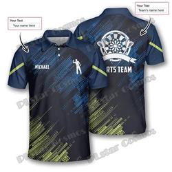 Polo con estampado 3D de dardos personalizados para hombre, camiseta informal de verano, Premium, verde y azul, PLP32