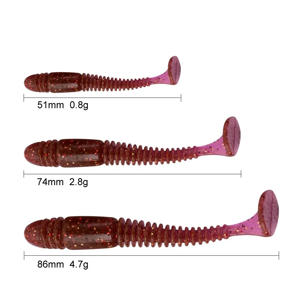 ILure-SEÑUELOS blandos de pesca en T, cebo Artificial de silicona, Wobblers Swimbait, aparejos de carpa, lubina, trucha, 5,5 cm, 7,5 cm, 8,5 cm - imagen 3