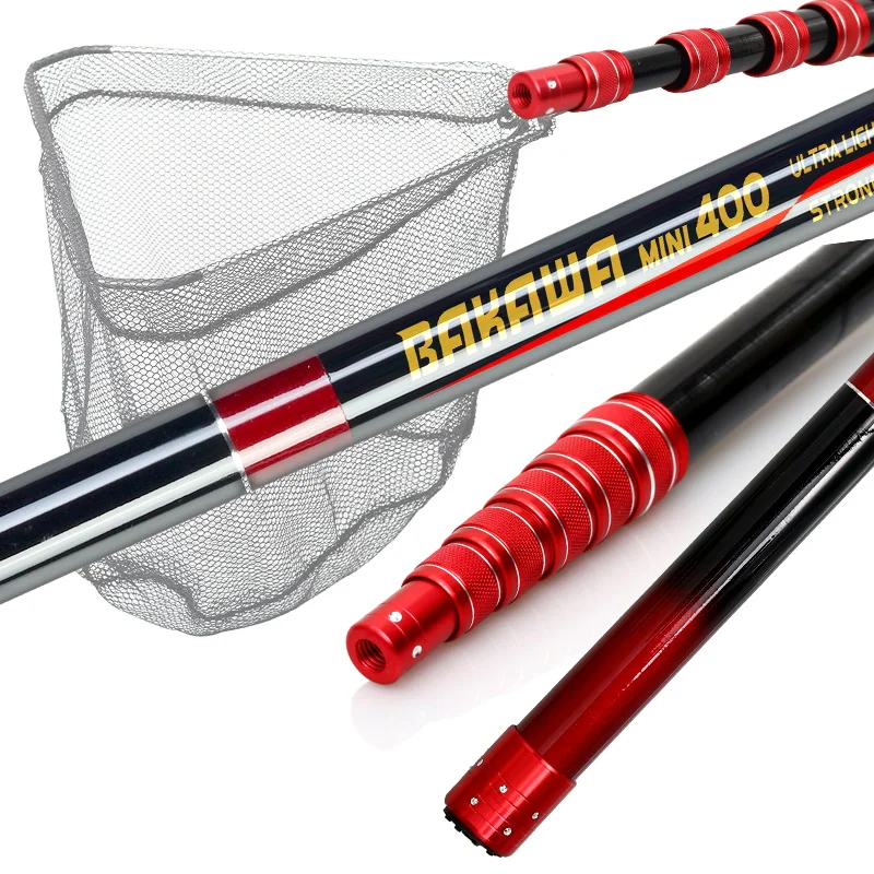 JOSBY 3M/4M/2,1 M red de pesca telescópica plegable red de aterrizaje poste ligero carpa fibra de carbono plegable mar mano Dip Net aparejos - imagen 3