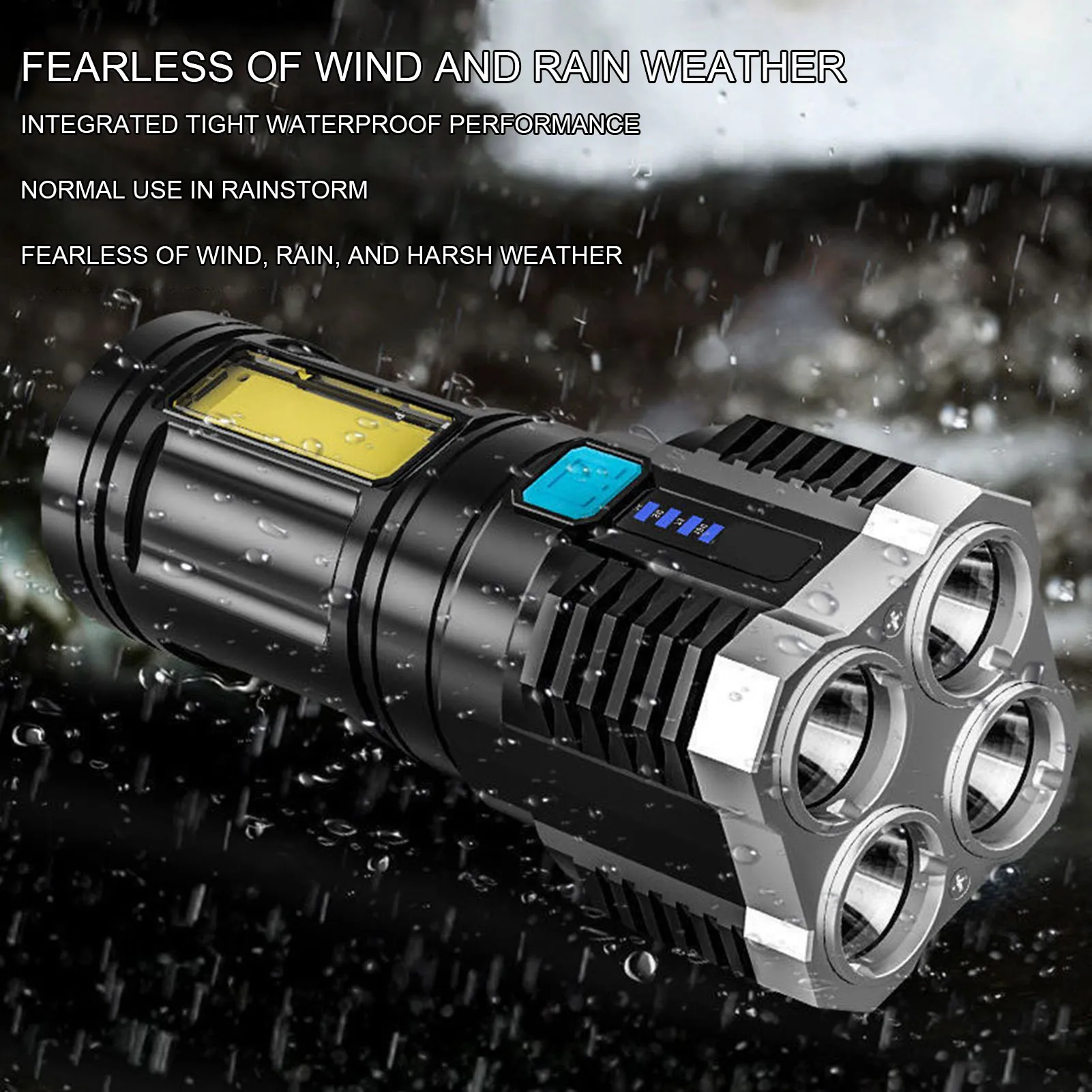 Linterna portátil de mano resistente al agua, linterna recargable de larga distancia, 4 luces, luz de Camping, senderismo al aire libre - imagen 2